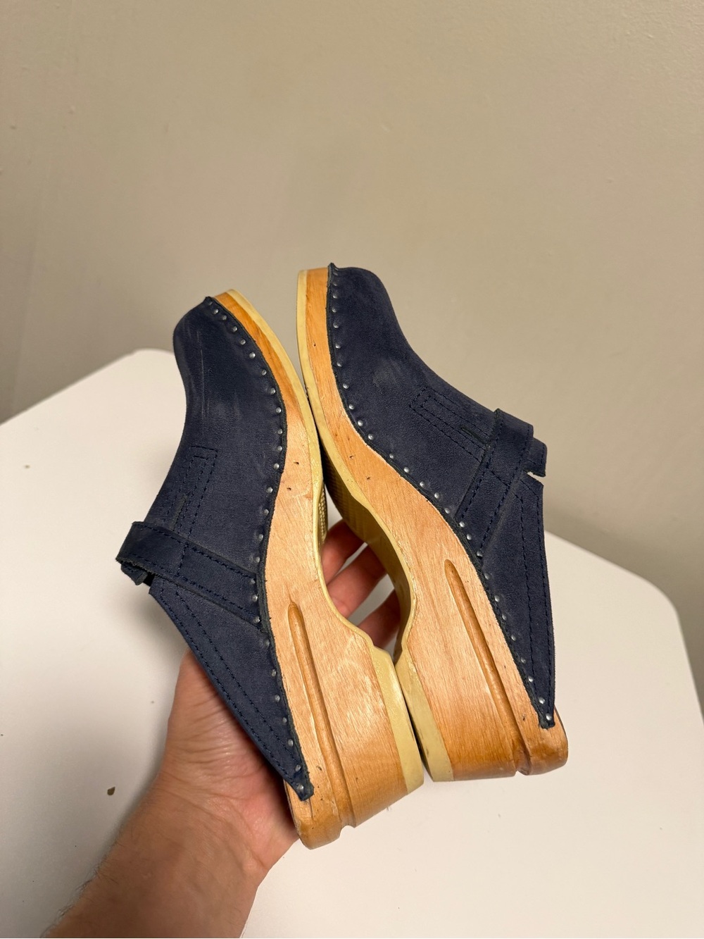 Swedish Clogs Troentorp Raphael Blue Waxy Suede Mid Women’s US 9-9.5 EU 39 - Picture 5 of 8